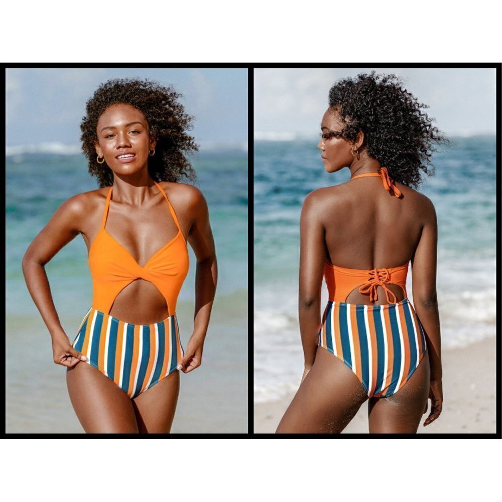 💕CUPSHE💕 Kylie Halter Lace Up One Piece Swimsuit